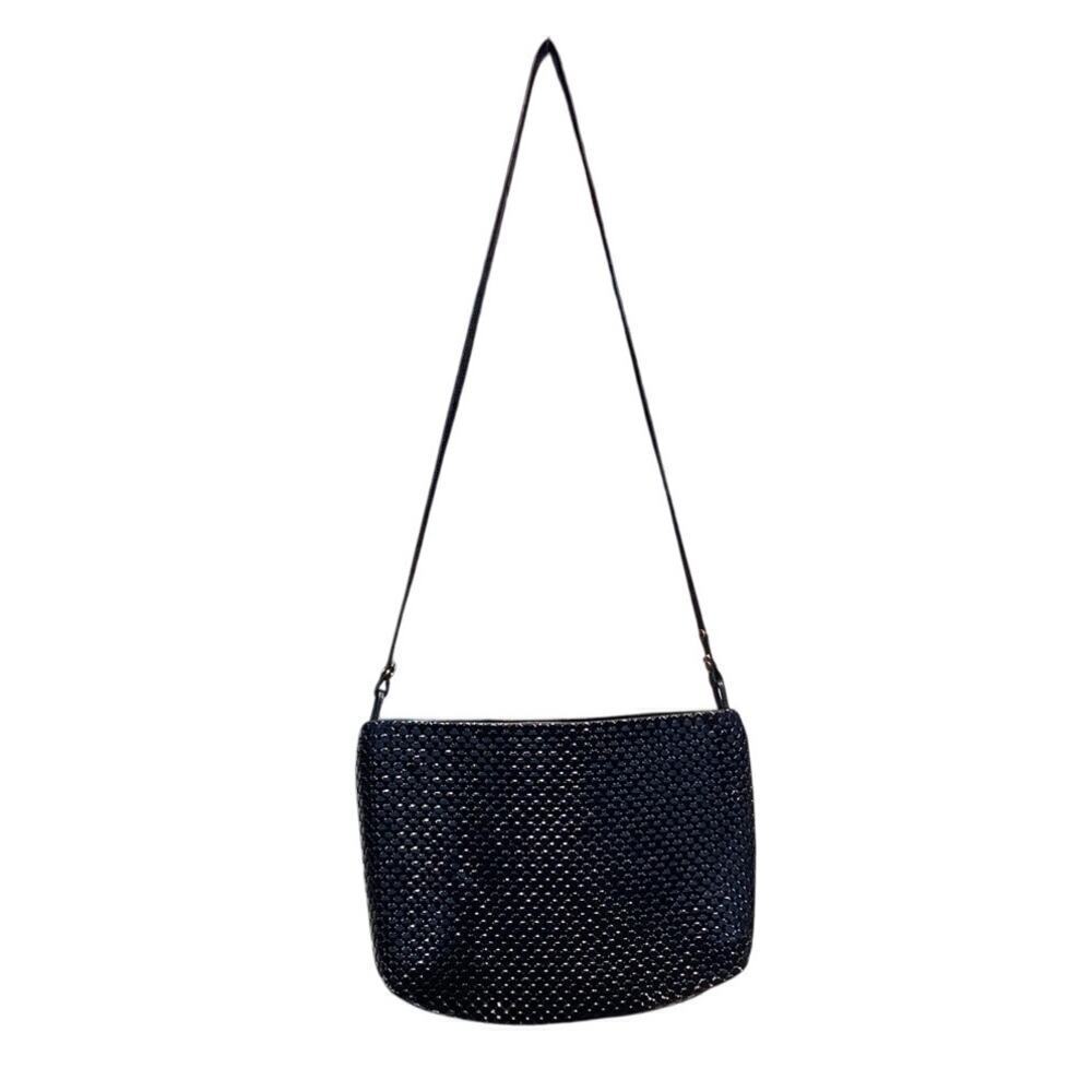 Vtg Whiting & Davis Purse Small Crossbody Bag Black Metal Classic Formal Dance